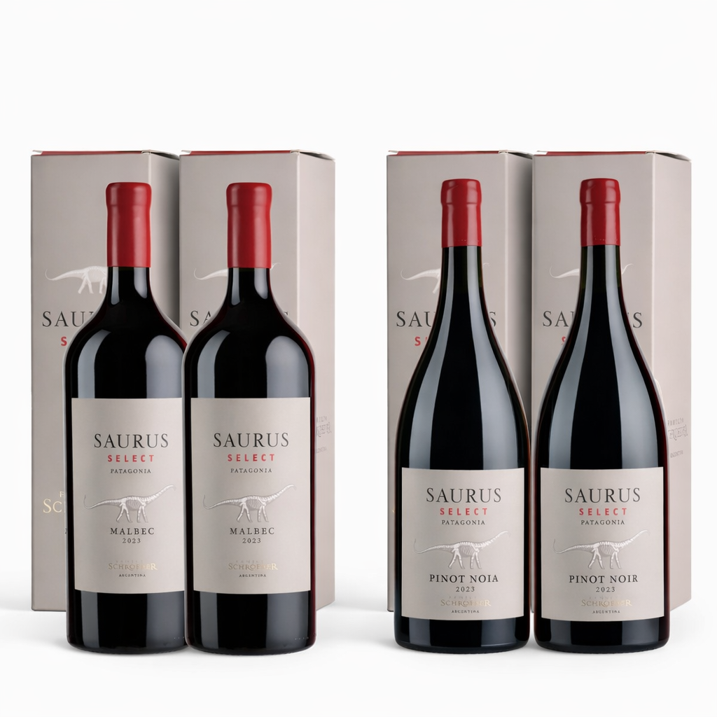 Estuche Magnum Saurus Select Pinot Noir y Malbec - Caja x 4